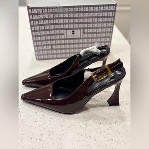 Chocolate Brown Women's Designer Slingback Heels ~6.5